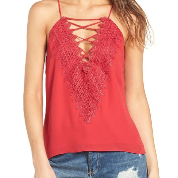 WAYF Posie Strappy Camisole In Red Lipstick - Size S - Picture 3 of 16